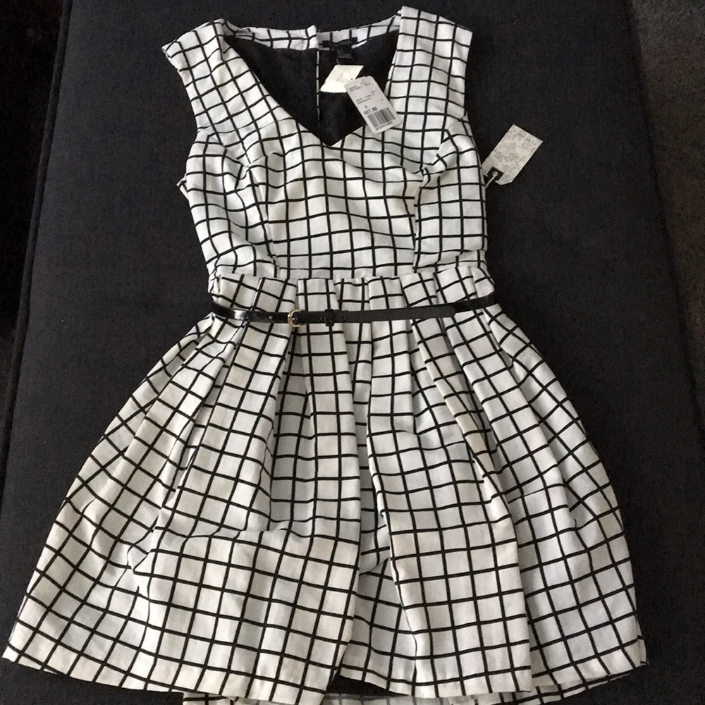 Black and white window pane dress